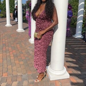 Merlot Wine colored, Flower textured Dress